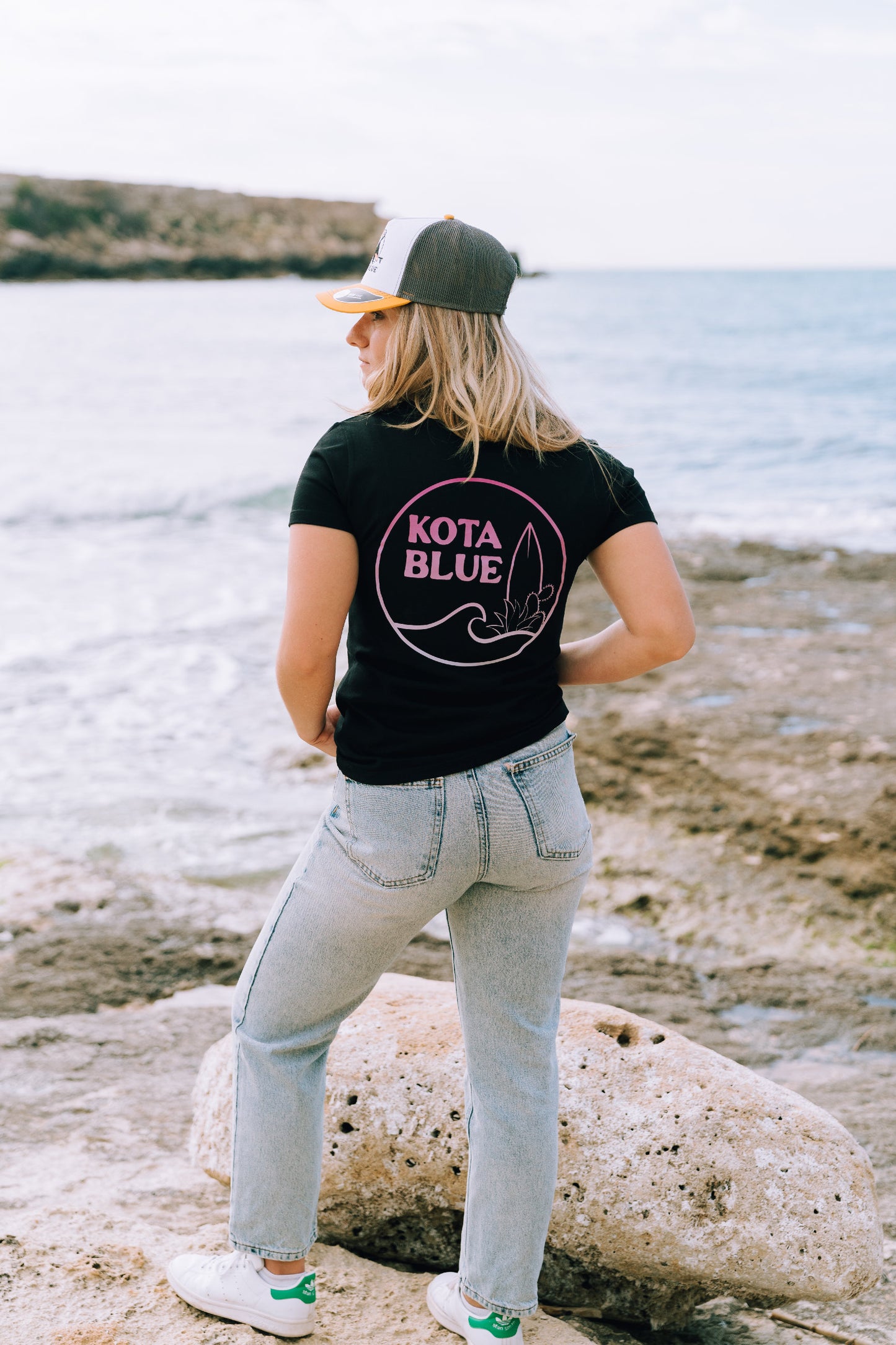 T-shirt noir Femme dégradé violet