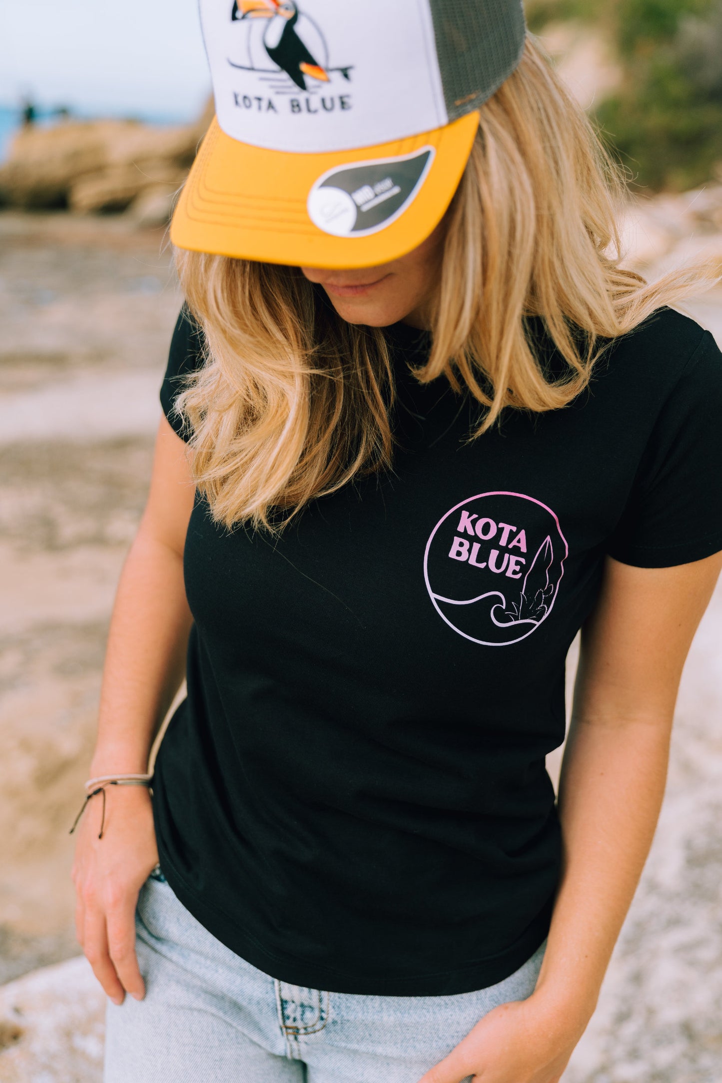 T-shirt noir Femme dégradé violet