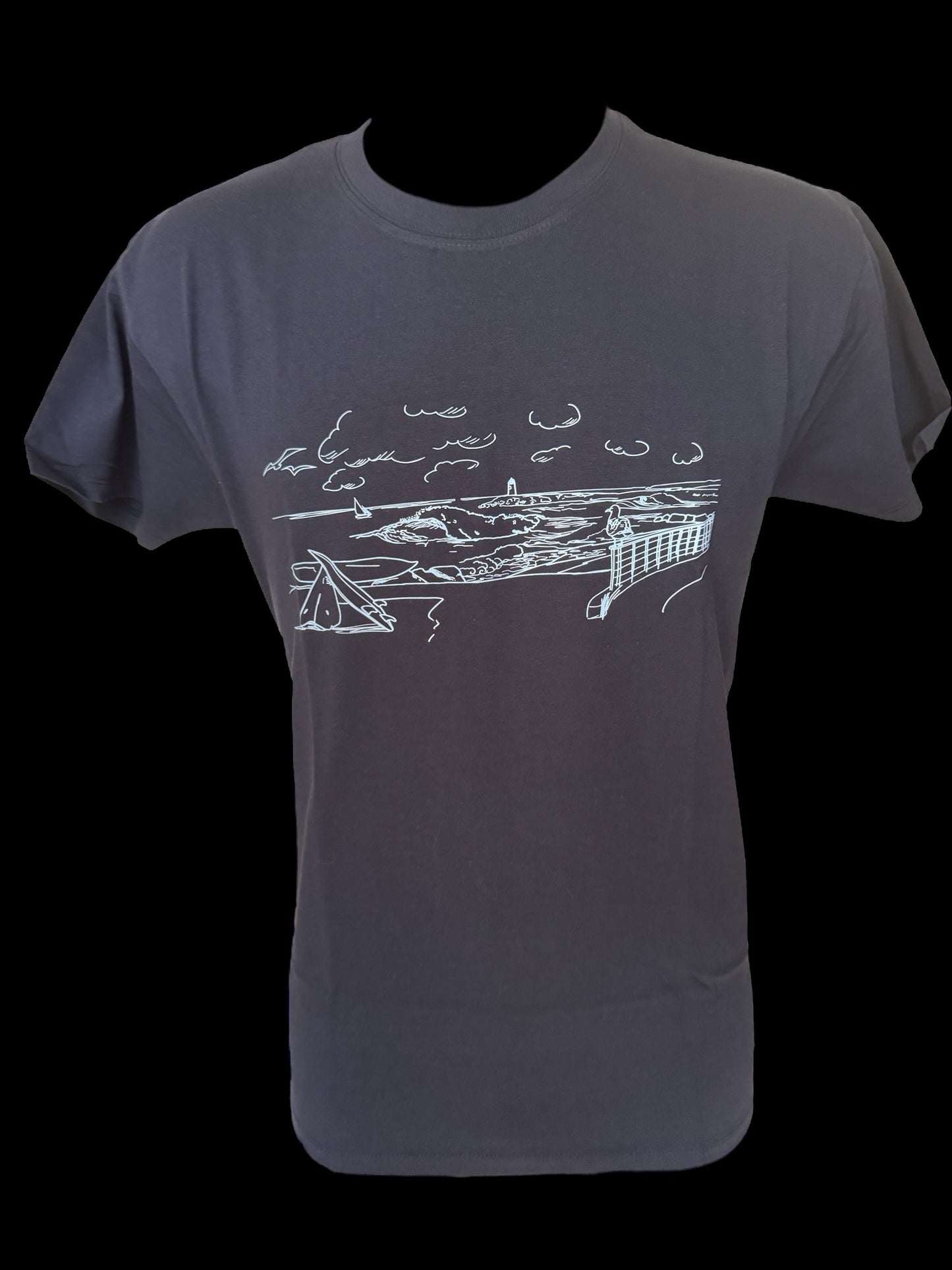 T-shirt Bleu french navy avec le spot du Menhir à Sausset