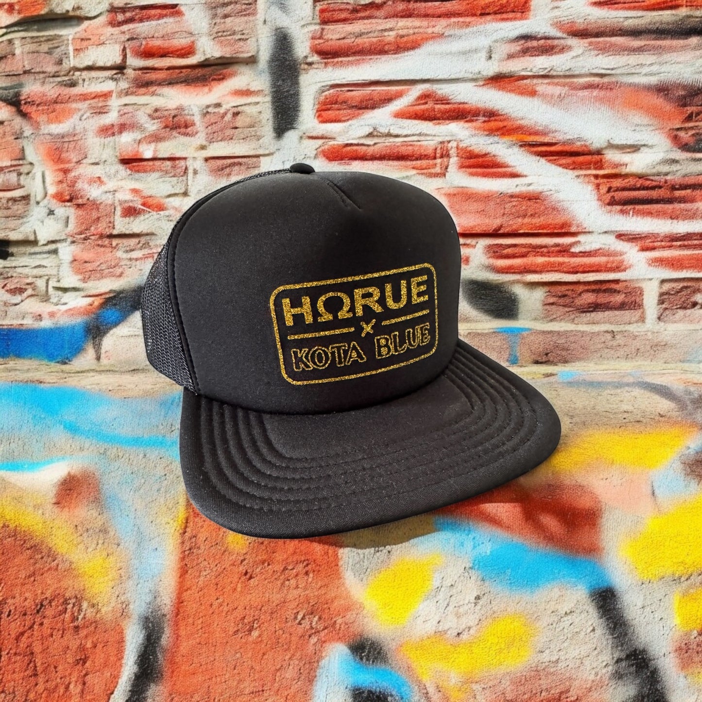 Casquette Black/Black Snapback pailleté Kota Blue x Horue