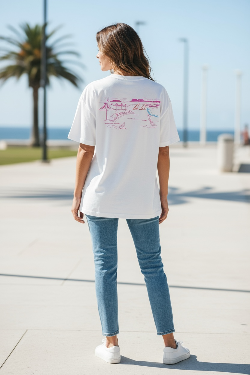 T-shirt Femme Ample Blanc, Spot du Neptune Club de La Ciotat