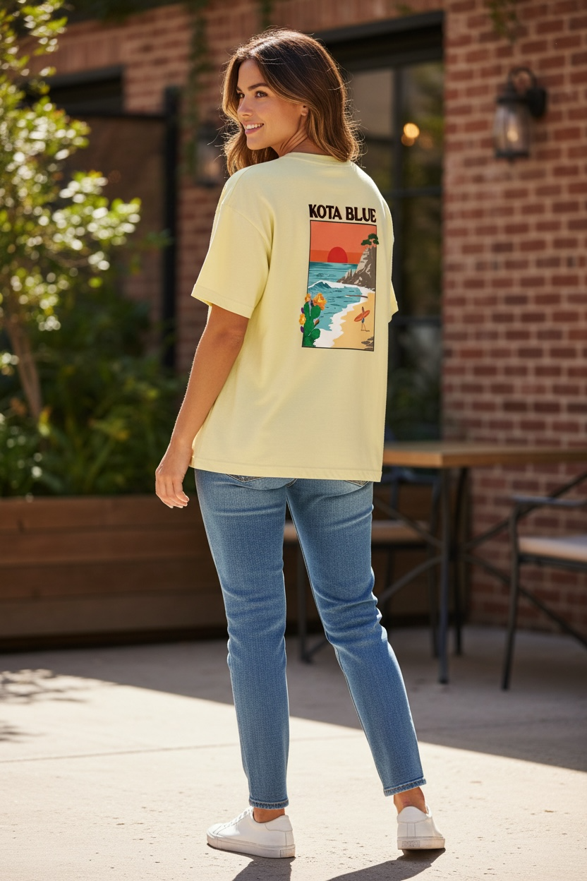 T-shirt Tamaris, jaune clair, ample Femme