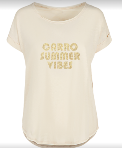 T-shirt beige Femme, CARRO SUMMER VIBES en or pailleté