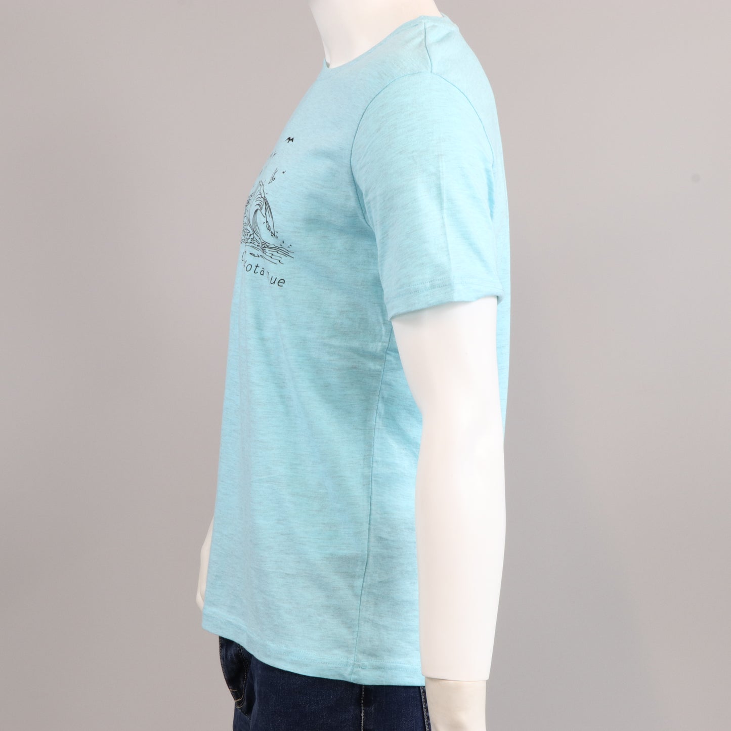 T-shirt bleu océan avec la vague de Carro en noir