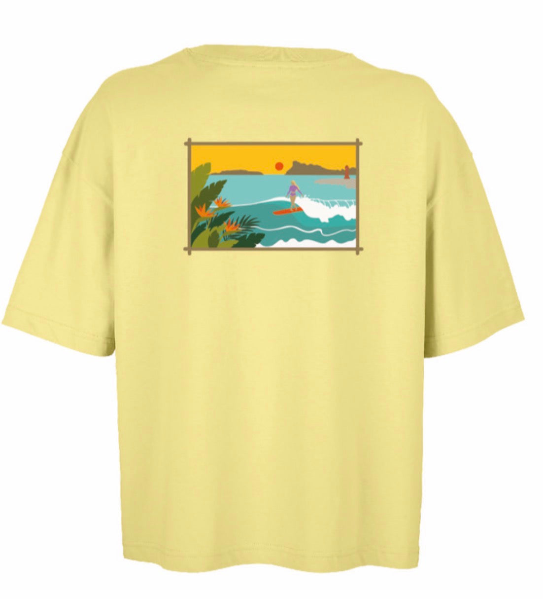 T-shirt Les Lecques, femme, coupe ample, couleur jaune clair