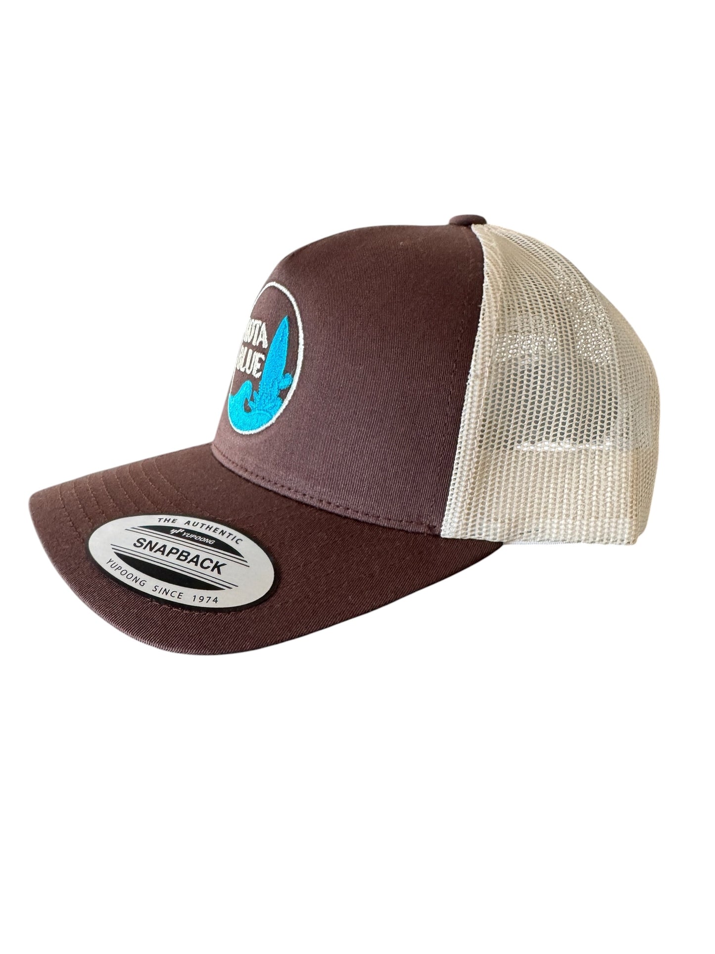 Casquette Retro Trucker chocolat/beige/logo Kota Blue turquoise