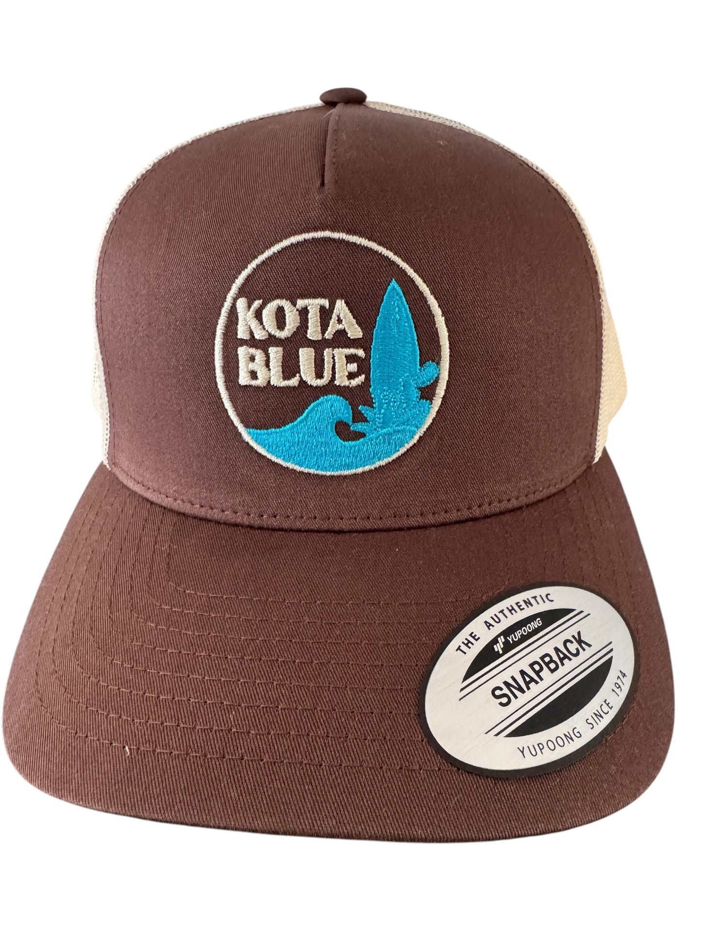 Casquette Retro Trucker chocolat/beige/logo Kota Blue turquoise