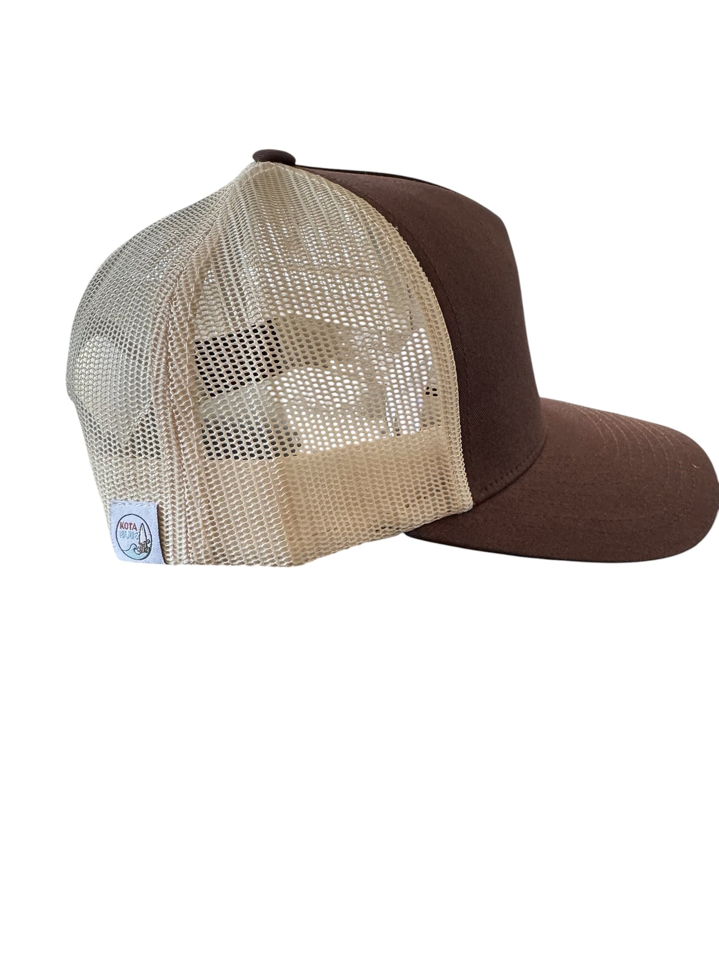 Casquette Retro Trucker chocolat/beige/logo Kota Blue turquoise