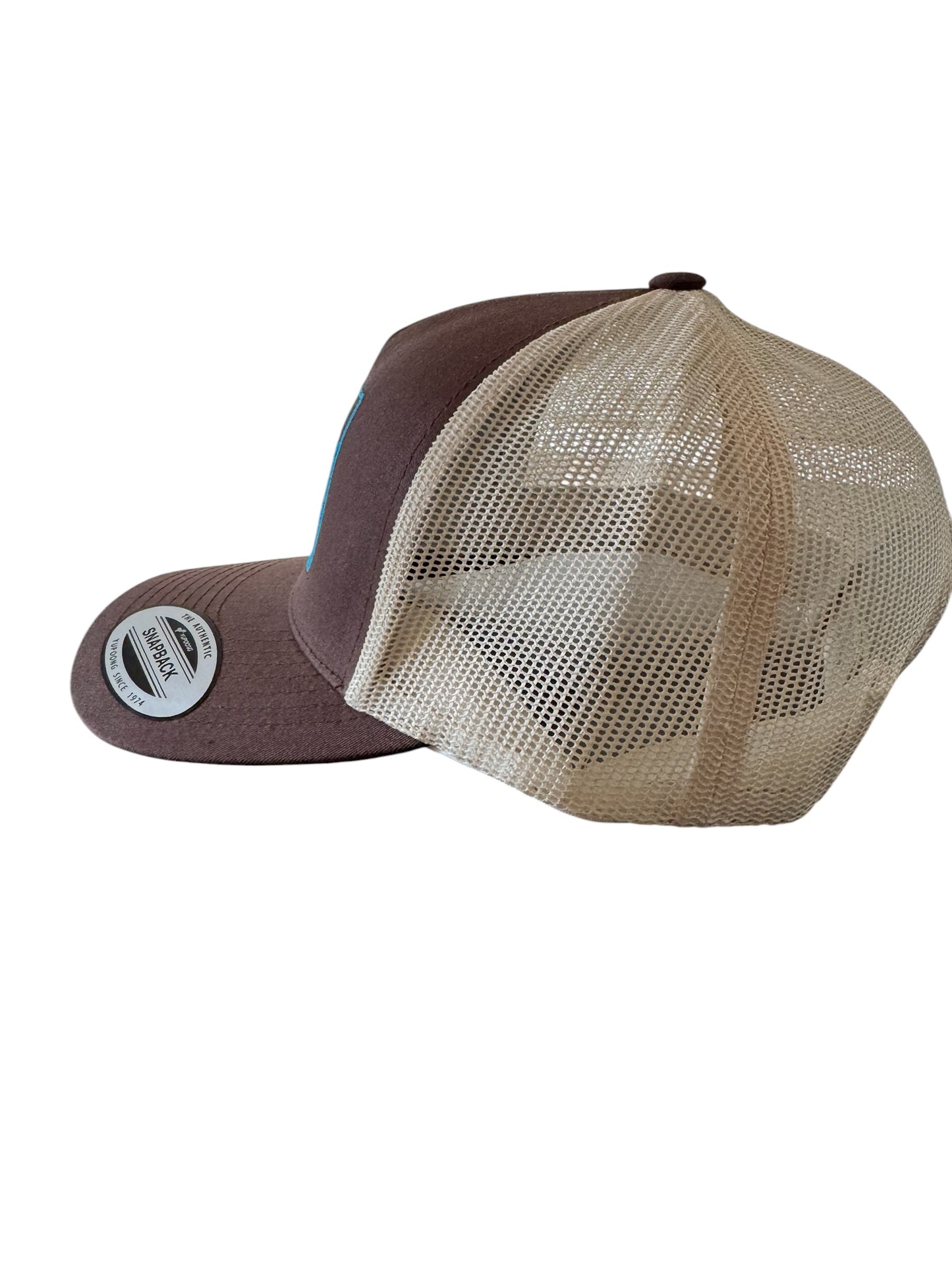 Casquette Retro Trucker chocolat/beige/Palmiers et flamand