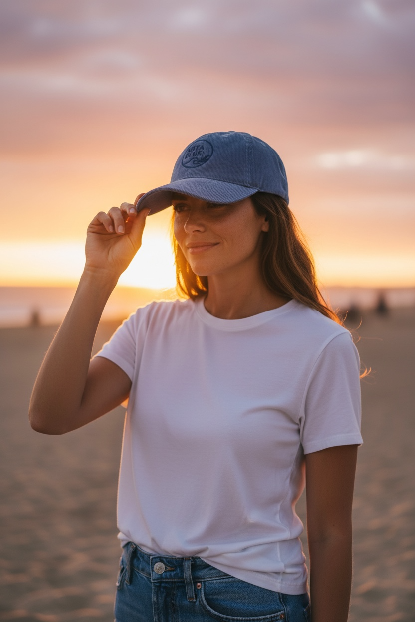 casquette Blue Surf velours côtelé