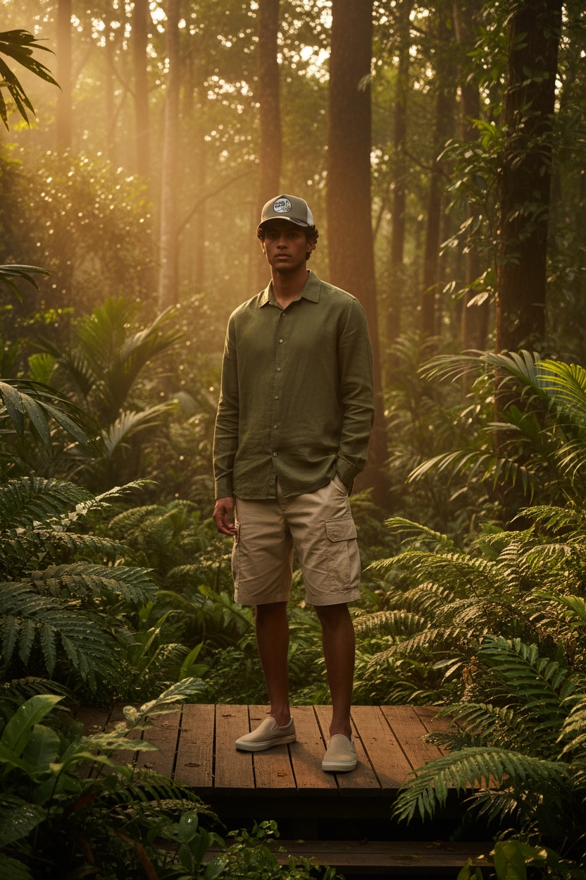 Casquette Retro Trucker kaki/crème, patch noir et blanc cassé Kota Blue