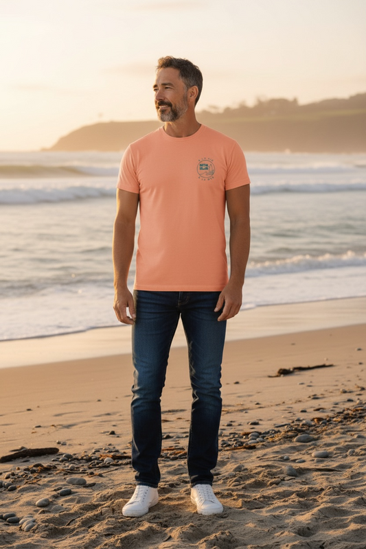 T-shirt pêche  avec la vague de Carro en turquoise