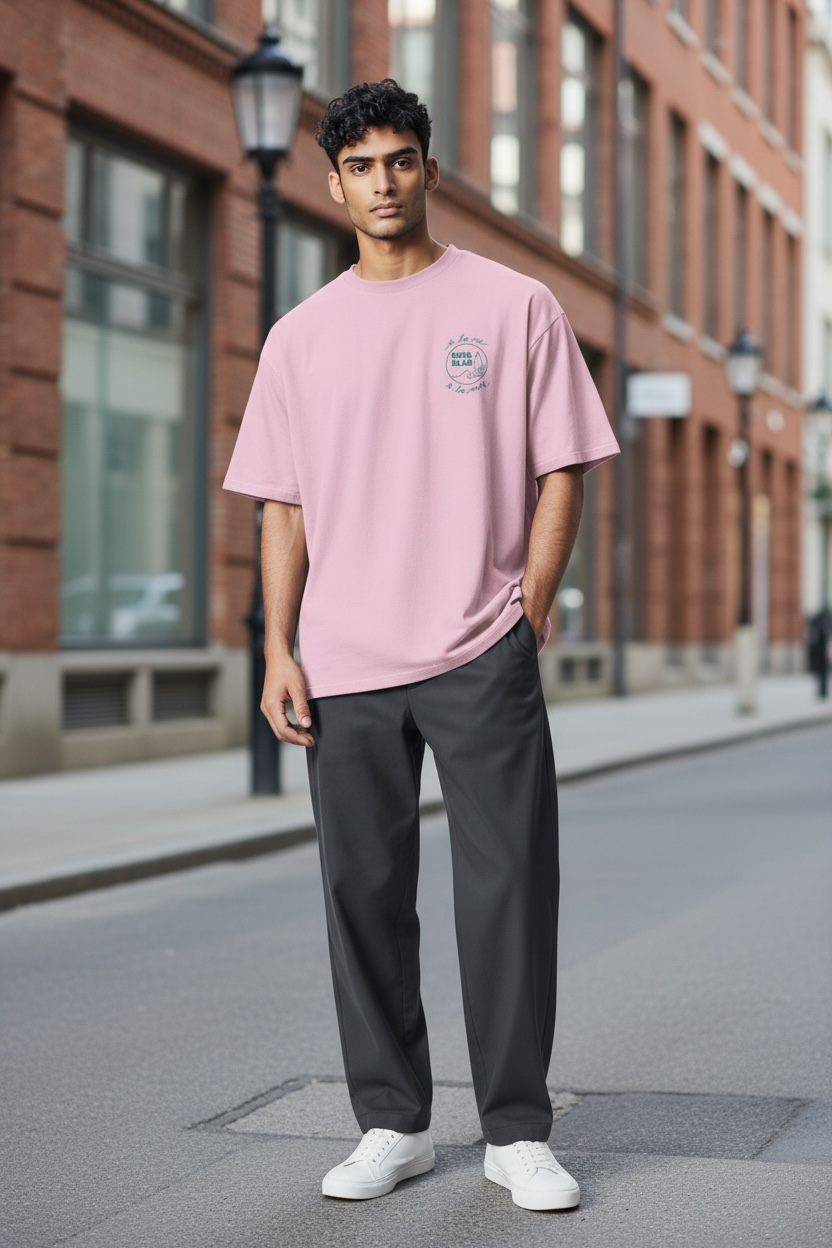 T-shirt rose avec la vague de Carro en turquoise