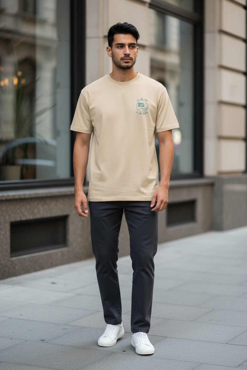 T-shirt sand avec la vague de Carro en turquoise