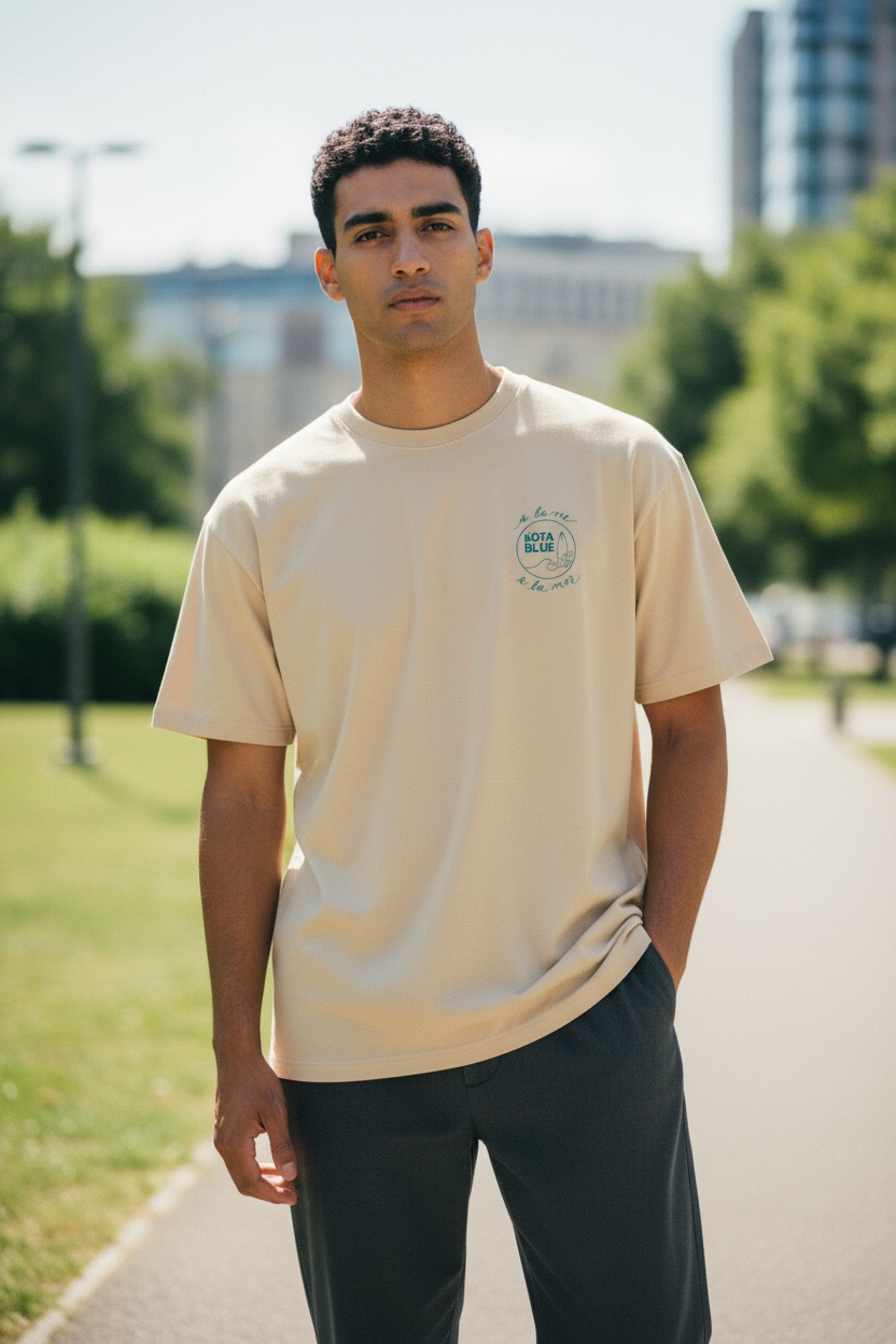 T-shirt sand avec la vague de Carro en turquoise