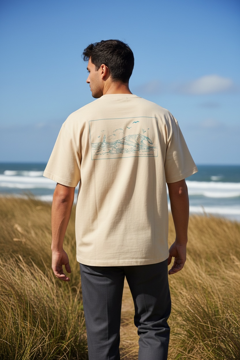 T-shirt sand avec la vague de Carro en turquoise