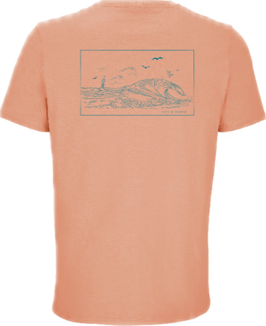 T-shirt pêche  avec la vague de Carro en turquoise