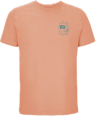 T-shirt pêche  avec la vague de Carro en turquoise