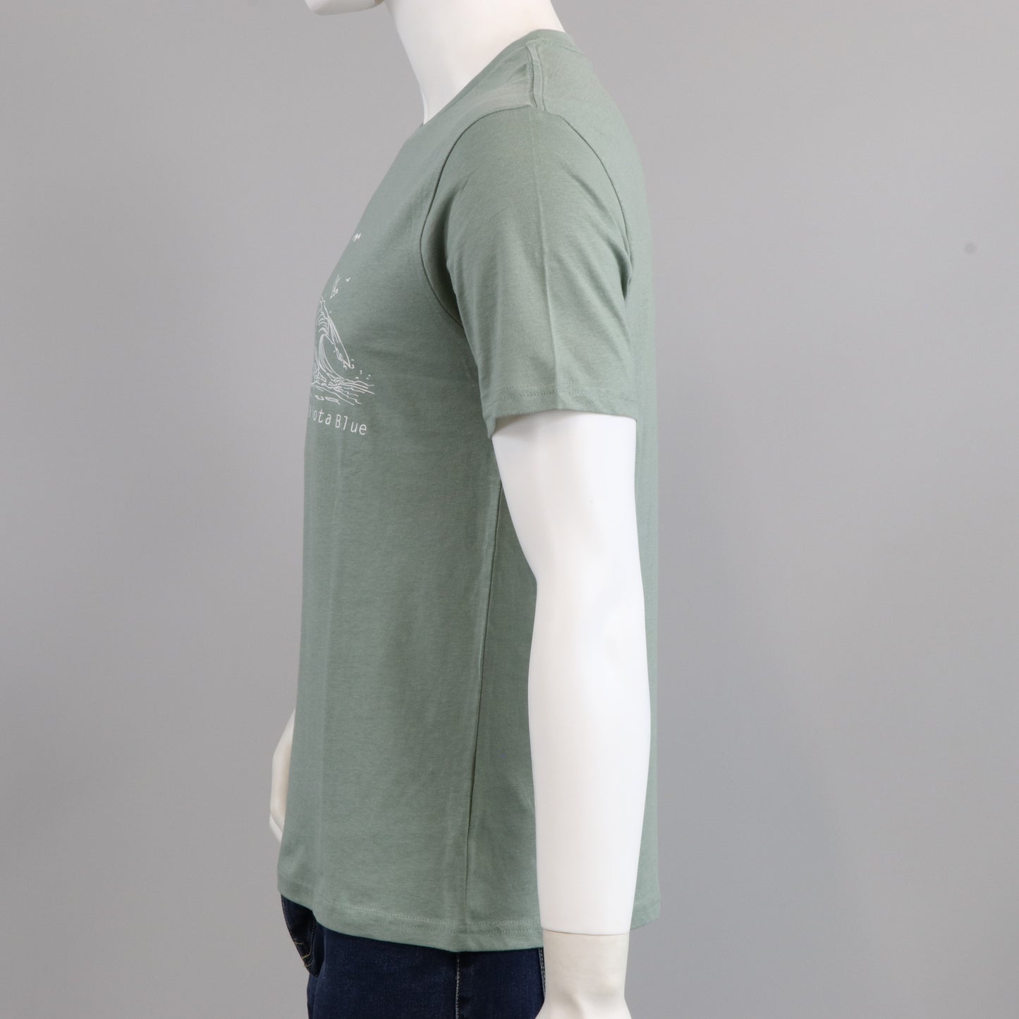 T-shirt green dusty avec la vague de Carro en blanc