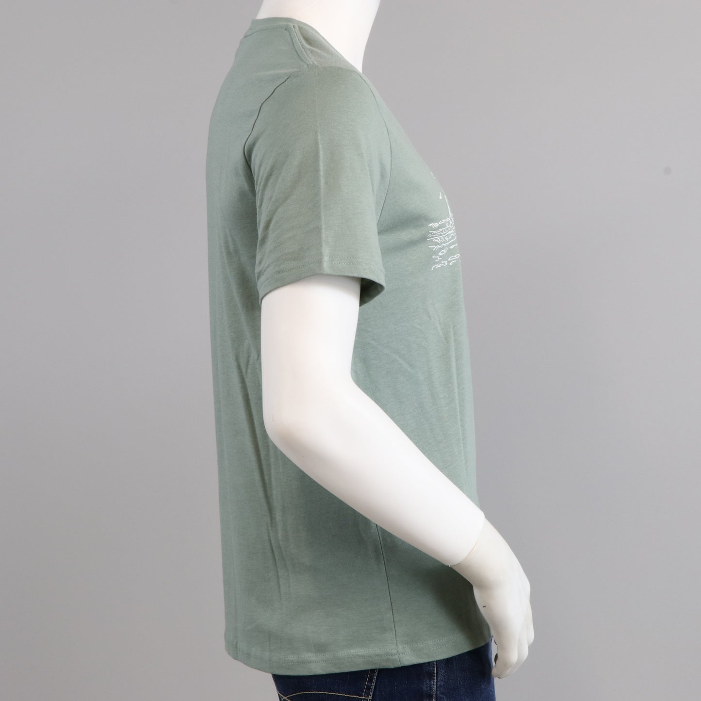 T-shirt green dusty avec la vague de Carro en blanc