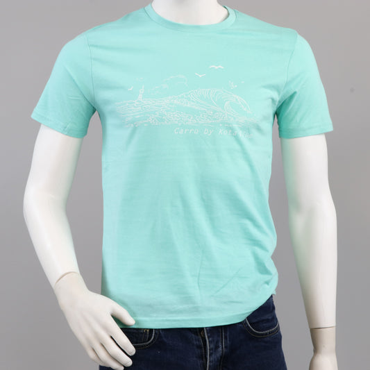 T-shirt green peppermint avec la vague de Carro en blanc